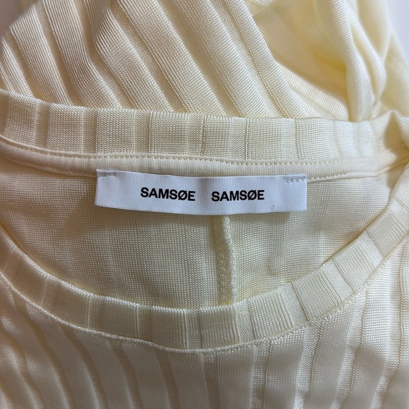 Samsoe Samsoe Jenari Ribbed Knit Eggnog Long Sleeve Sheath Dress Size Large - Picture 11 of 15